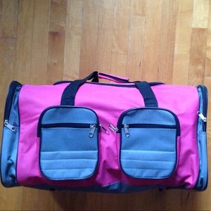 Pink & Gray Gym Bag/Travel Bag/ Duffle Bag 19 X 12